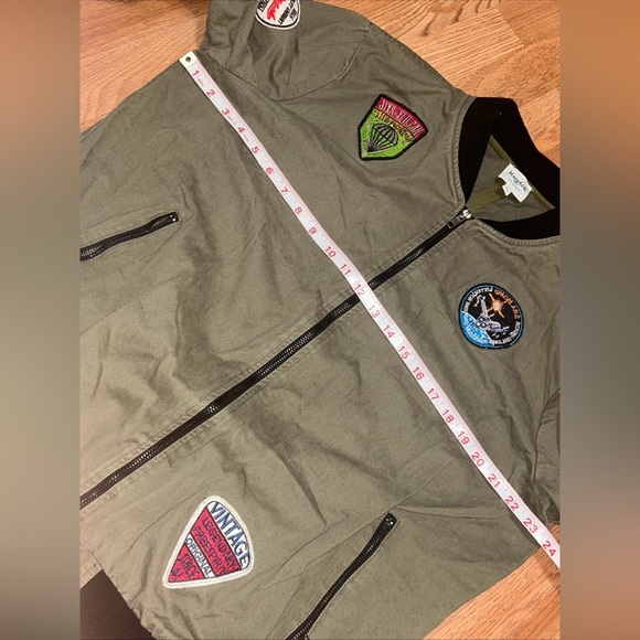 HAYDEN LA- Patchwork Bomber Jacket, Olive Green, Size Size S - Picture 3 of 6